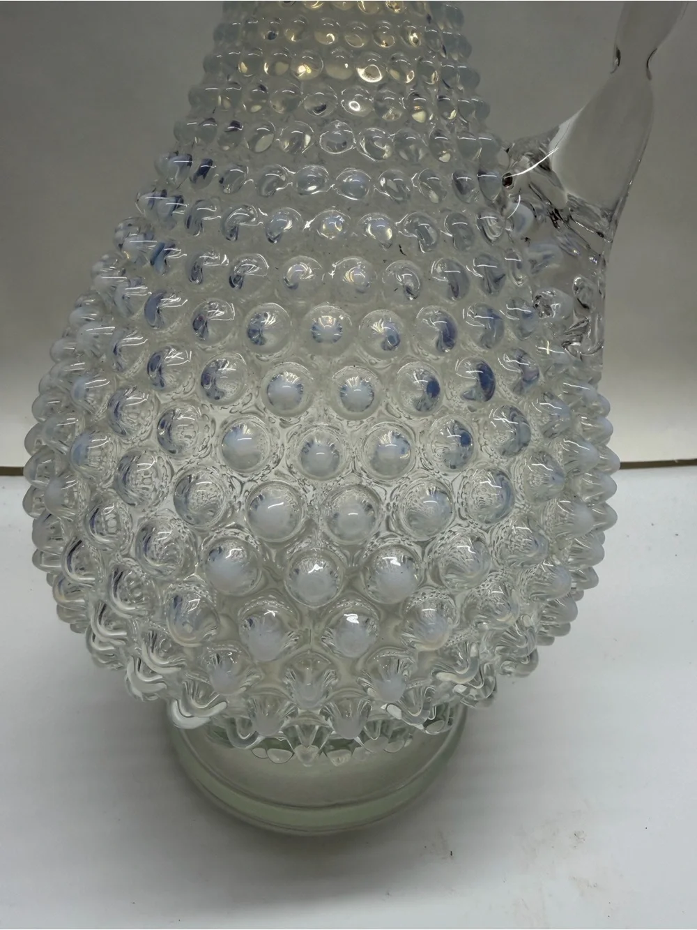 Fenton Hobnail French Glass opalescent wine decanter- Decorative White Accents